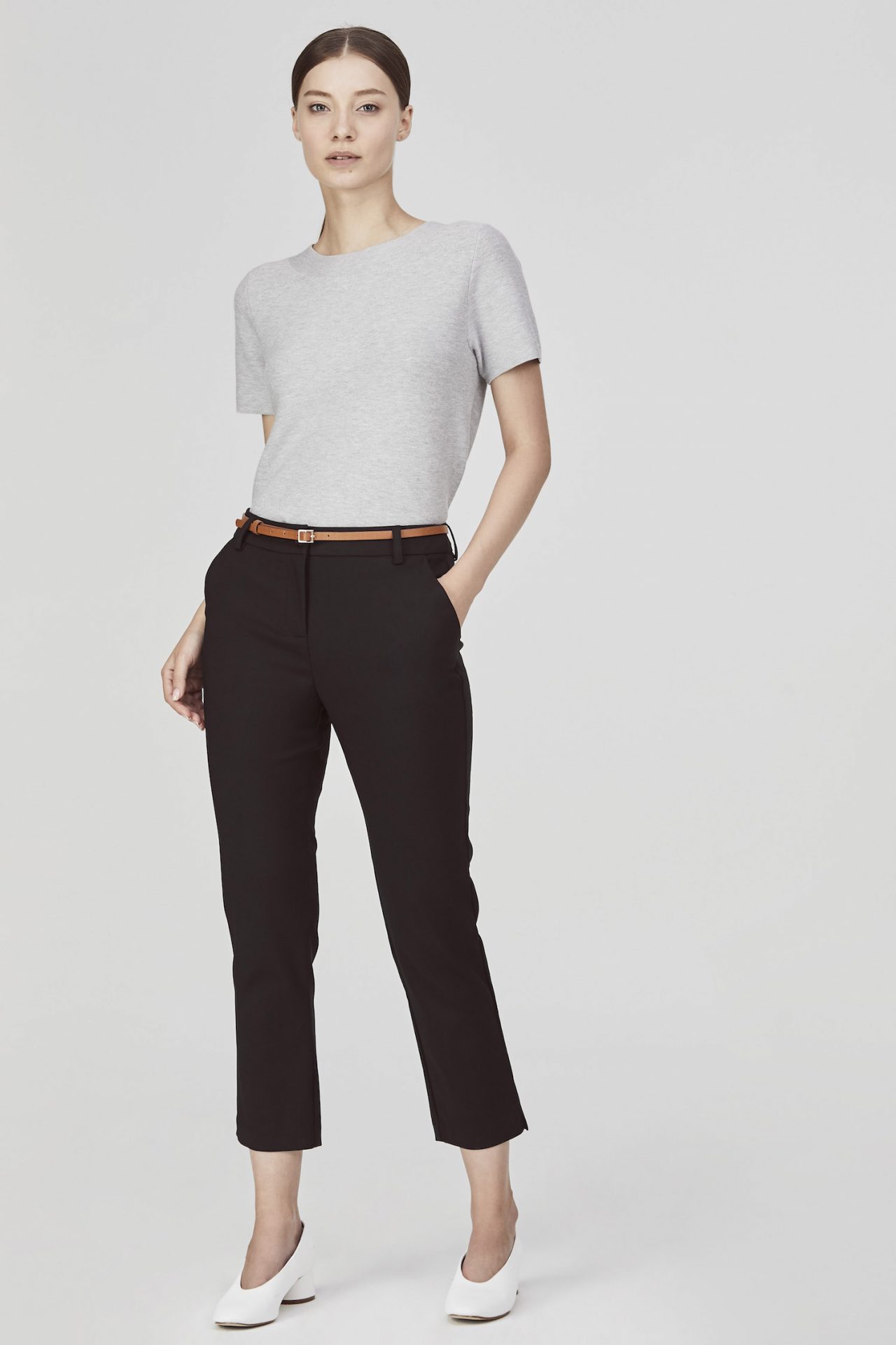 belted tapered pants