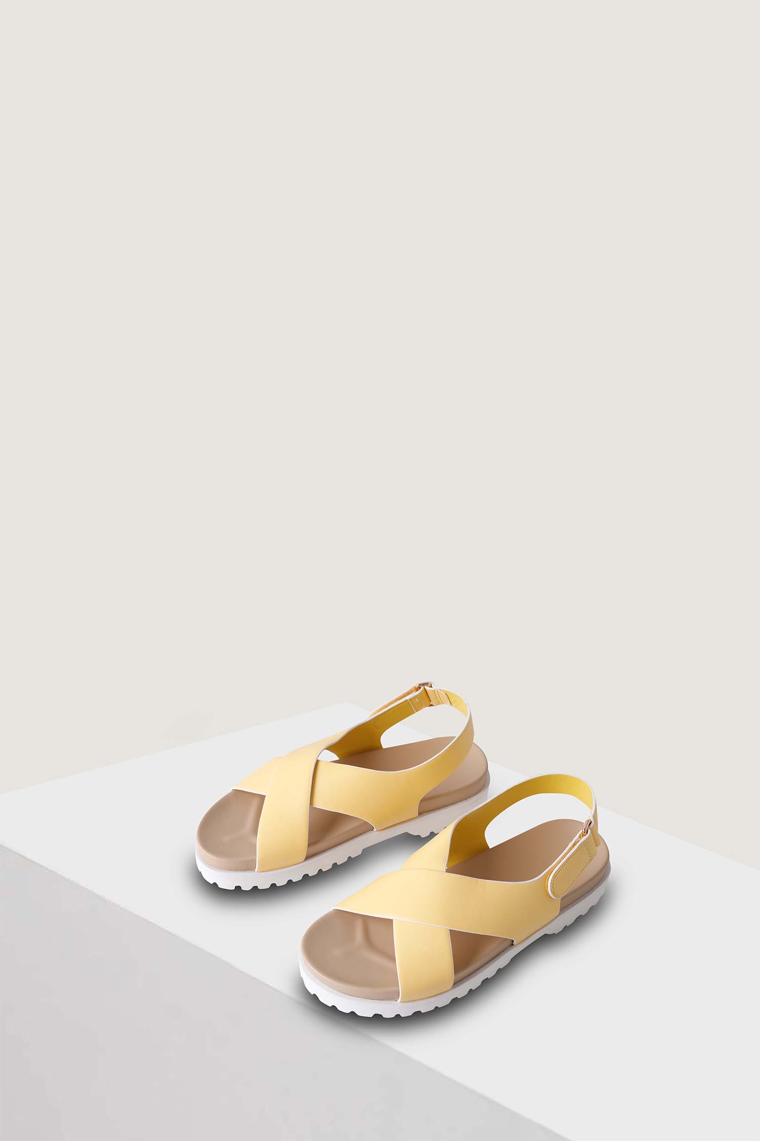 yellow flatform sandals