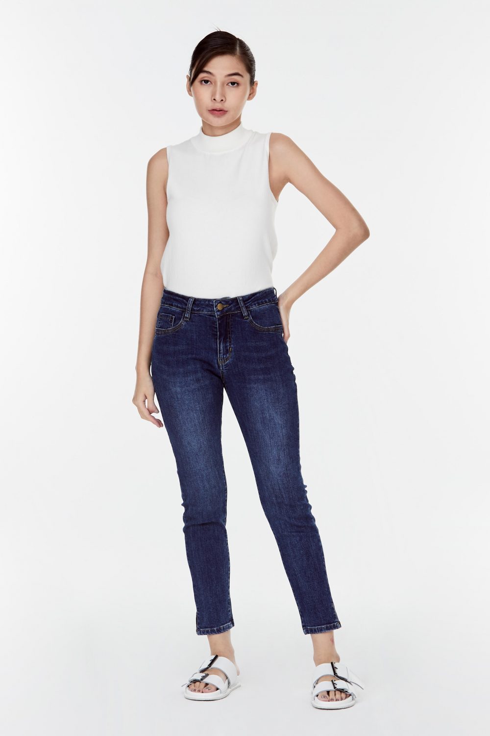 Slim Fit Slit Jeans - iORA SINGAPORE
