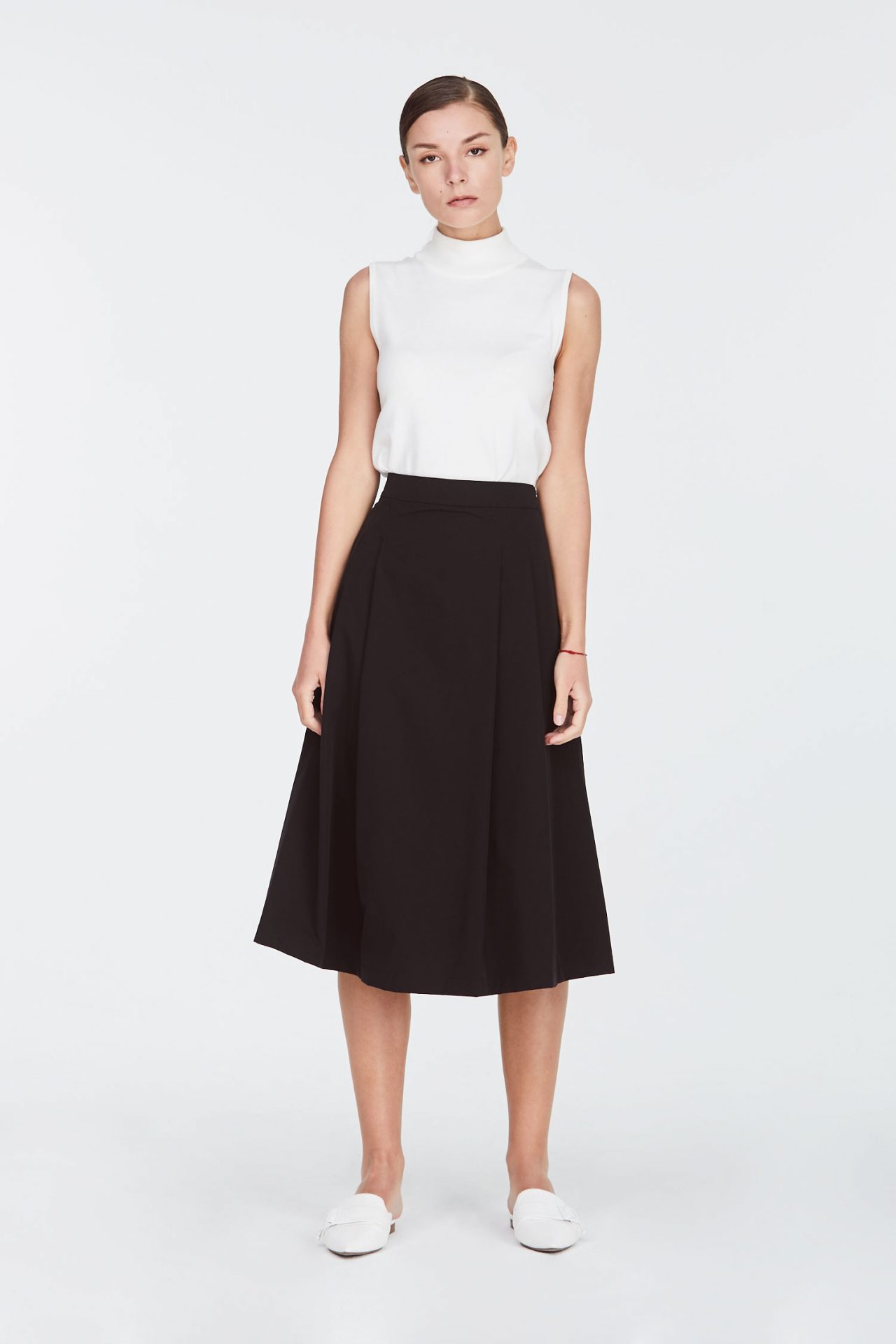 Pleated A-Line Midi Skirt | Izabel London